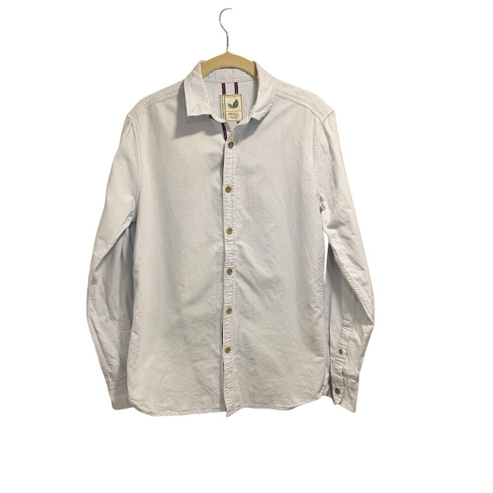 Colours Alexander Julian Mens Blue Long Sleeve Button Up Organic Cotton Shirt S